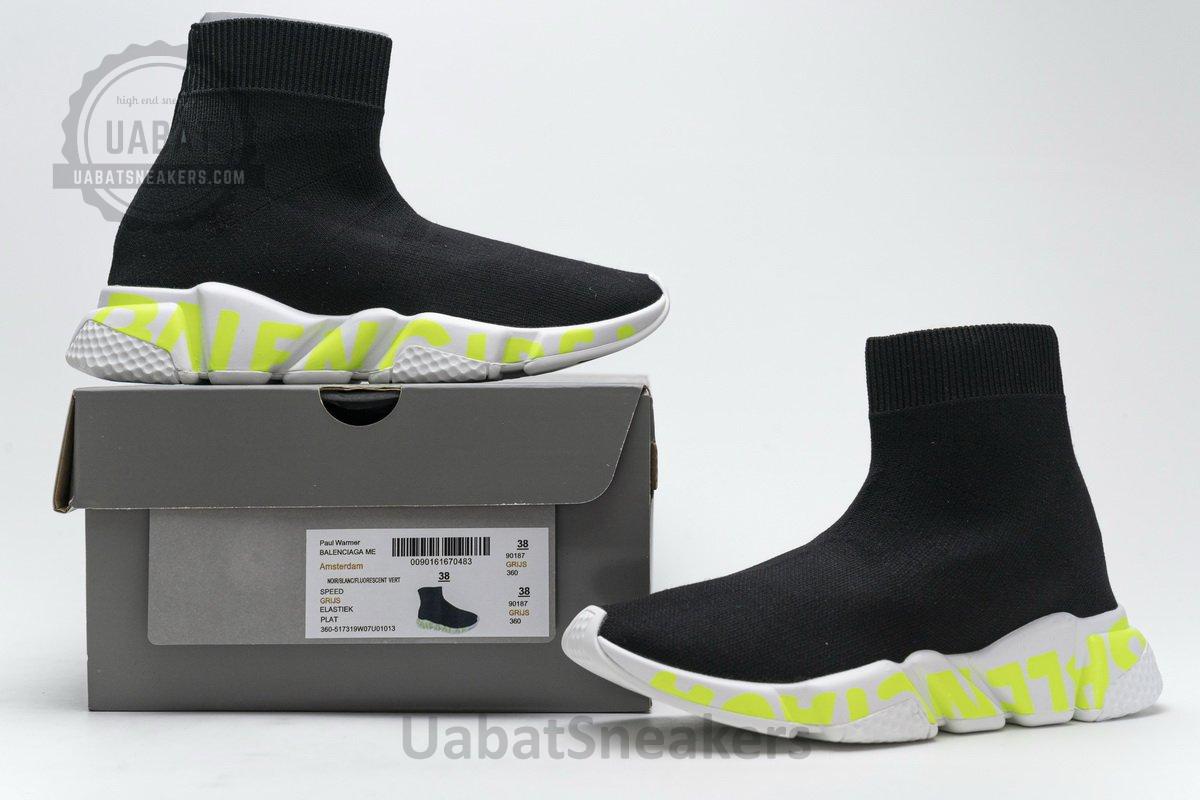 Balenciaga Stretch Mesh High Top Sneaker Black White - Image 2