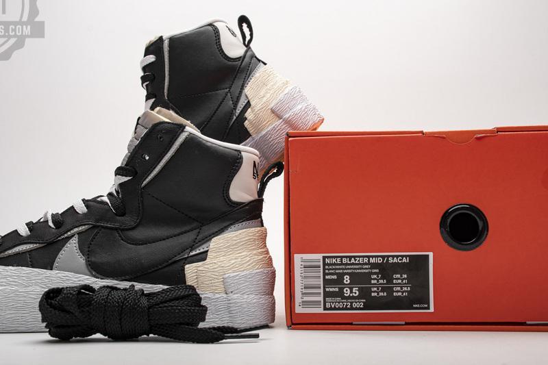 BV0072-002 Sacai x Nike Blazer Mid Black Grey - Image 2
