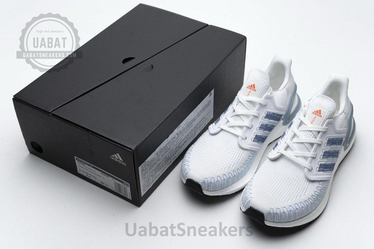 FY3454 adidas Ultra BOOST 20 White Light Blue - Image 2