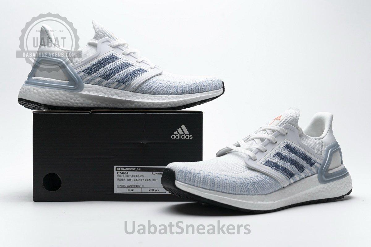 FY3454 adidas Ultra BOOST 20 White Light Blue - Image 3