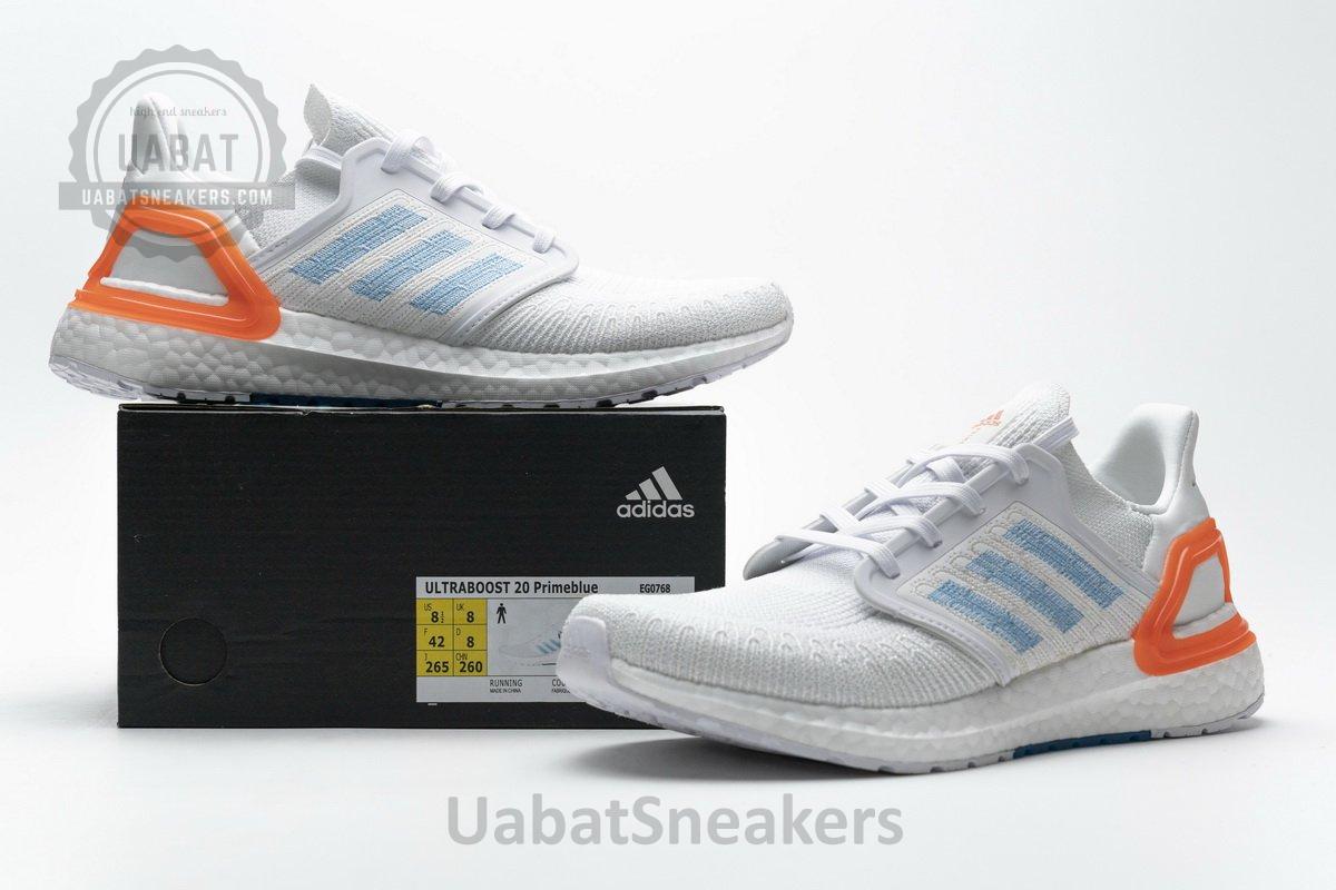 EG0768 adidas Ultra BOOST 20 Primeblue White Blue Orange - Image 2