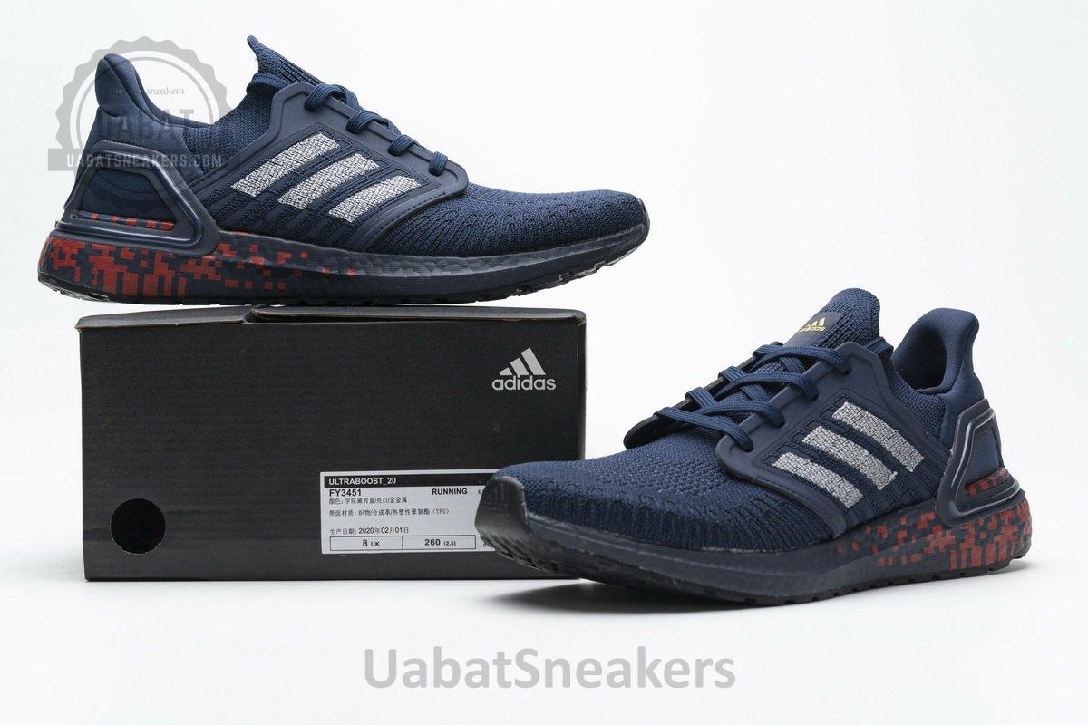 FY3451 adidas Ultra BOOST 20 CONSORTIUM Dark Blue Red Real Boost - Image 3