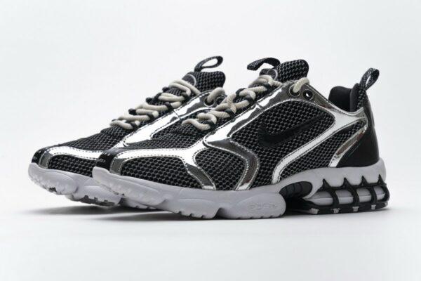 CU1854-001 Stussy x Nike Air Zoom Spiridon Cage 2 Black Silver - Image 4