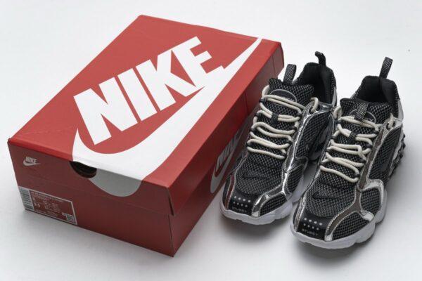 CU1854-001 Stussy x Nike Air Zoom Spiridon Cage 2 Black Silver - Image 3