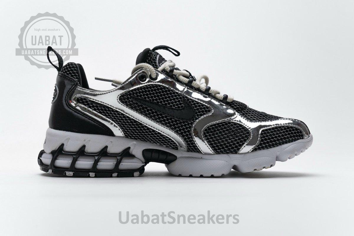 CU1854-001 Stussy x Nike Air Zoom Spiridon Cage 2 Black Silver - Image 16
