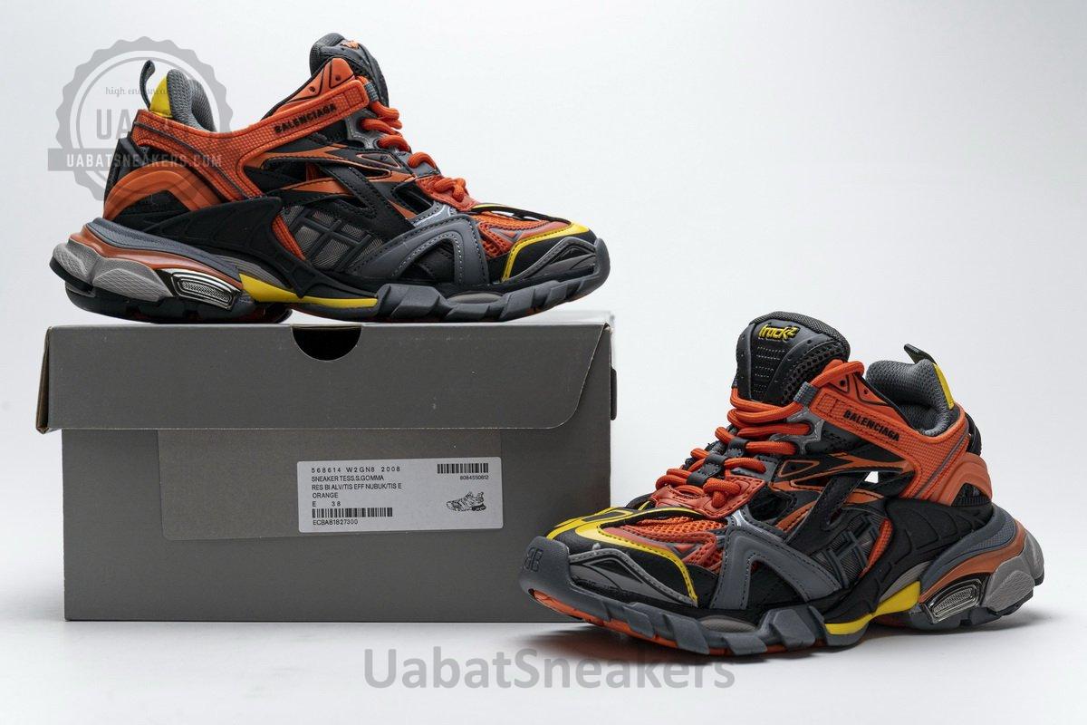 568614 W2GN8 2008 Blenciaga Track 2 Sneaker Black Orange - Image 2