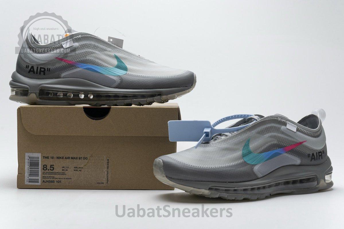 AJ4585-101 Off-White x Nike Air Max 97 Wlolf Grey Menta - Image 2