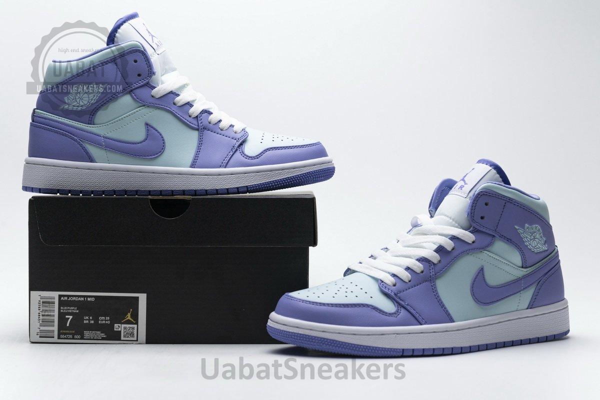 554725-500 Air Jordan 1 Mid Purple Aqua Blue - Image 2