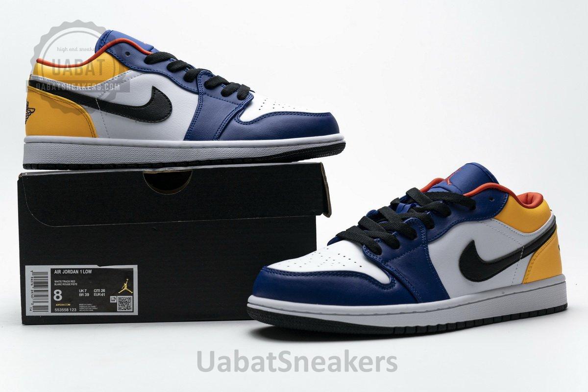 553558-123 Air Jordan 1 Low Blue Yellow Orange - Image 2