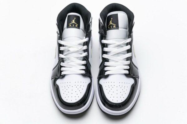 852542-007 Air Jordan 1 Mid Gold Patent Leather - Image 4