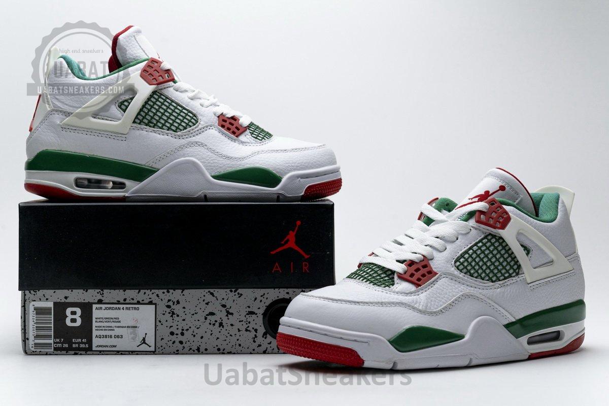 AQ3816-063 Air Jordan 4 Retro White Green Red - Image 2
