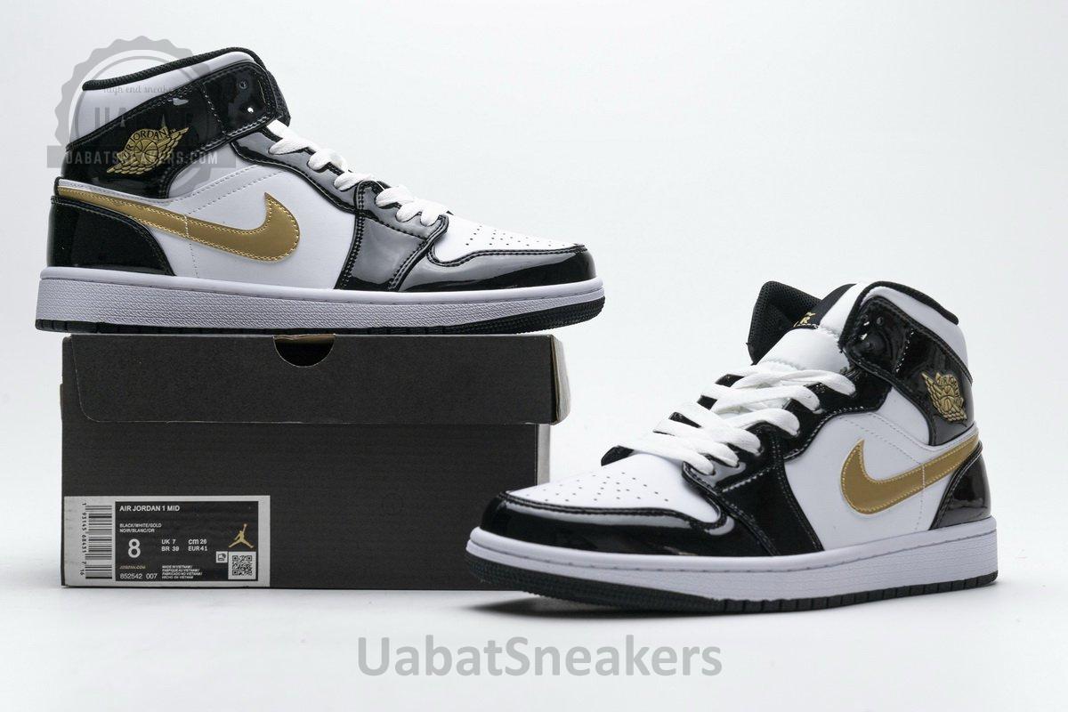 852542-007 Air Jordan 1 Mid Gold Patent Leather - Image 2