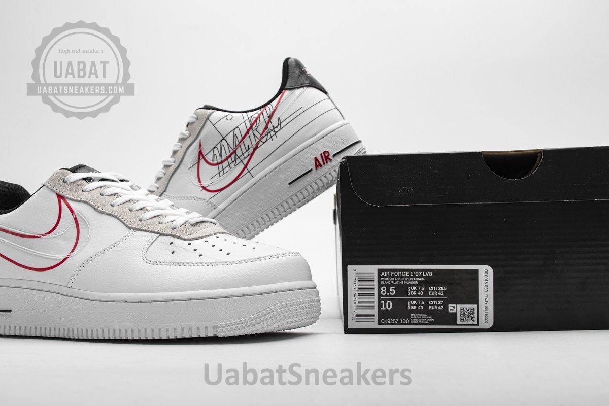 CK9257-100 Nike Air Force 1 '07 LV8 White Black Pure Platinum - Image 5