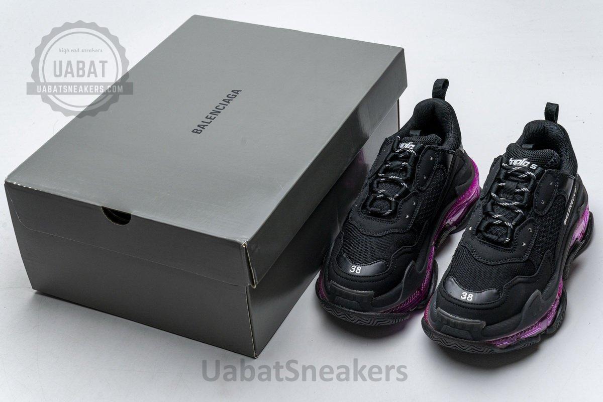 544351 W09O1 0829 Balenciaga Triple S Black Plum Red - Image 3