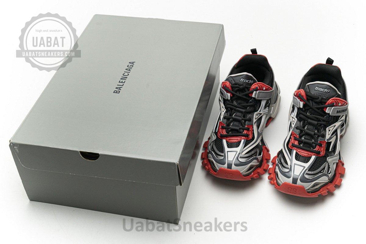 570391 W2GN3 1003 Blenciaga Track 2 Sneaker Grey Red - Image 3