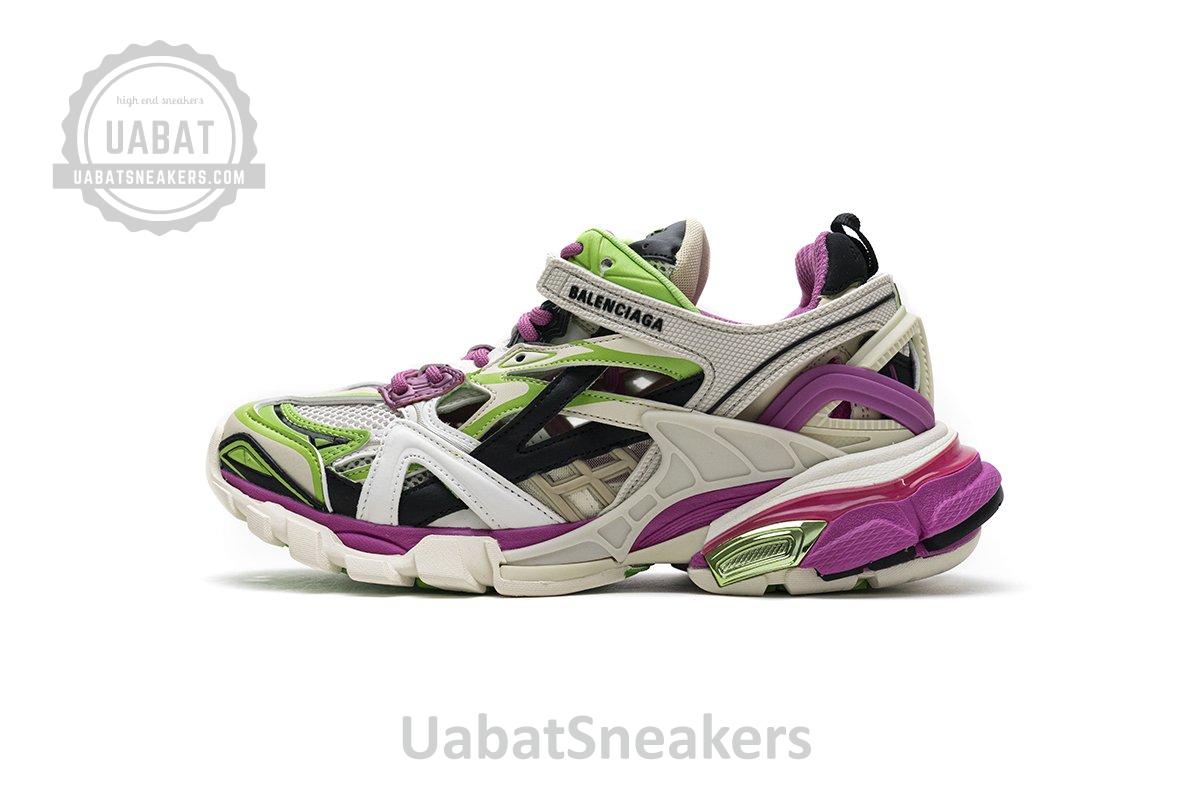 568615 W2GN3 9199 Blenciaga Track 2 Sneaker White Green Pink