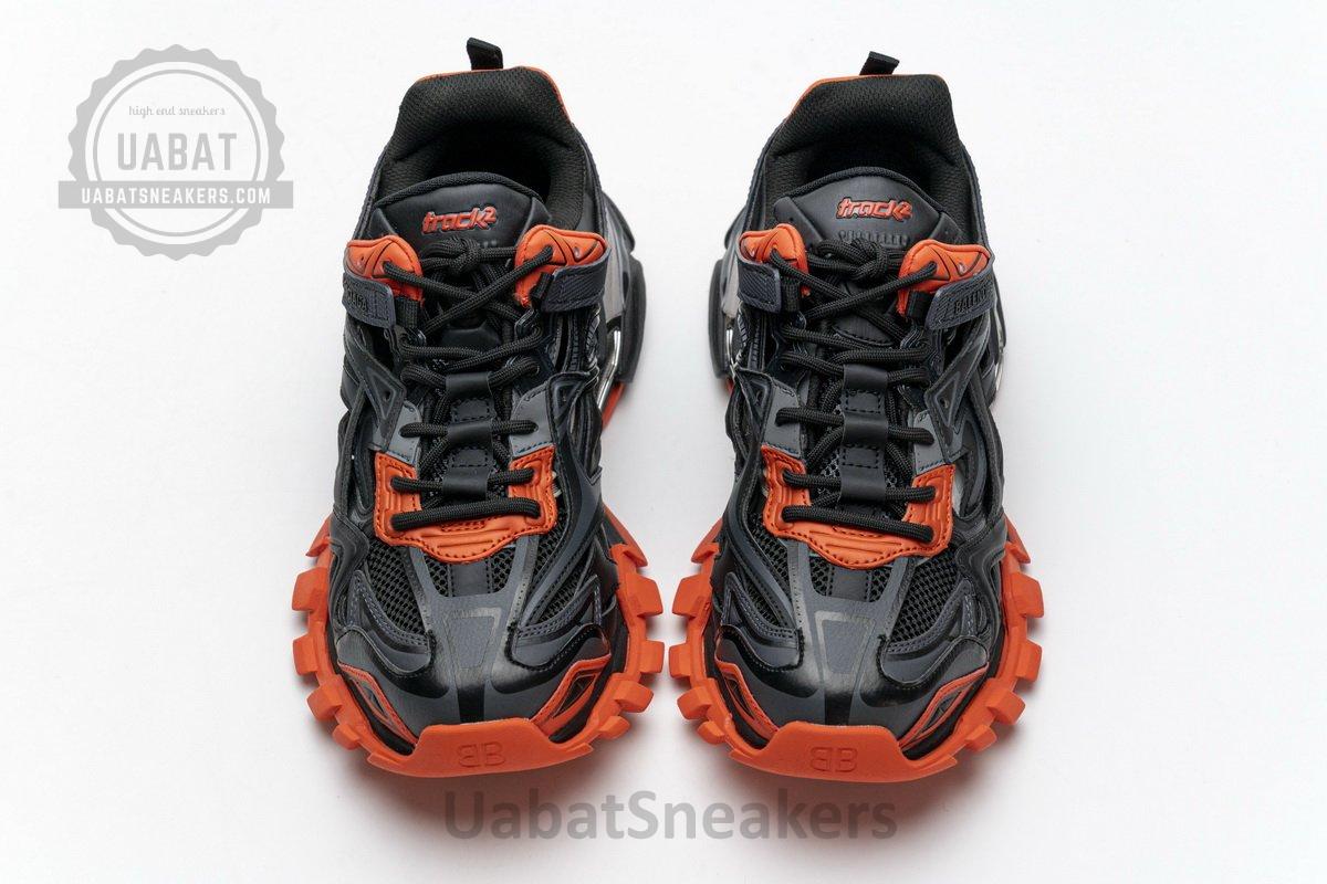 570391 W2GN1 2002 Blenciaga Track 2 Sneaker Dark Grey Orange - Image 4