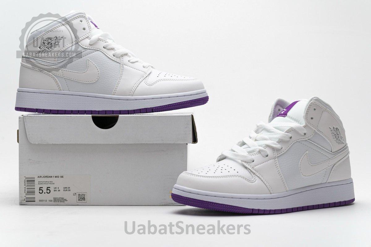 555112-100 Air Jordan 1 Mid SE White Fuchsia Blast - Image 2