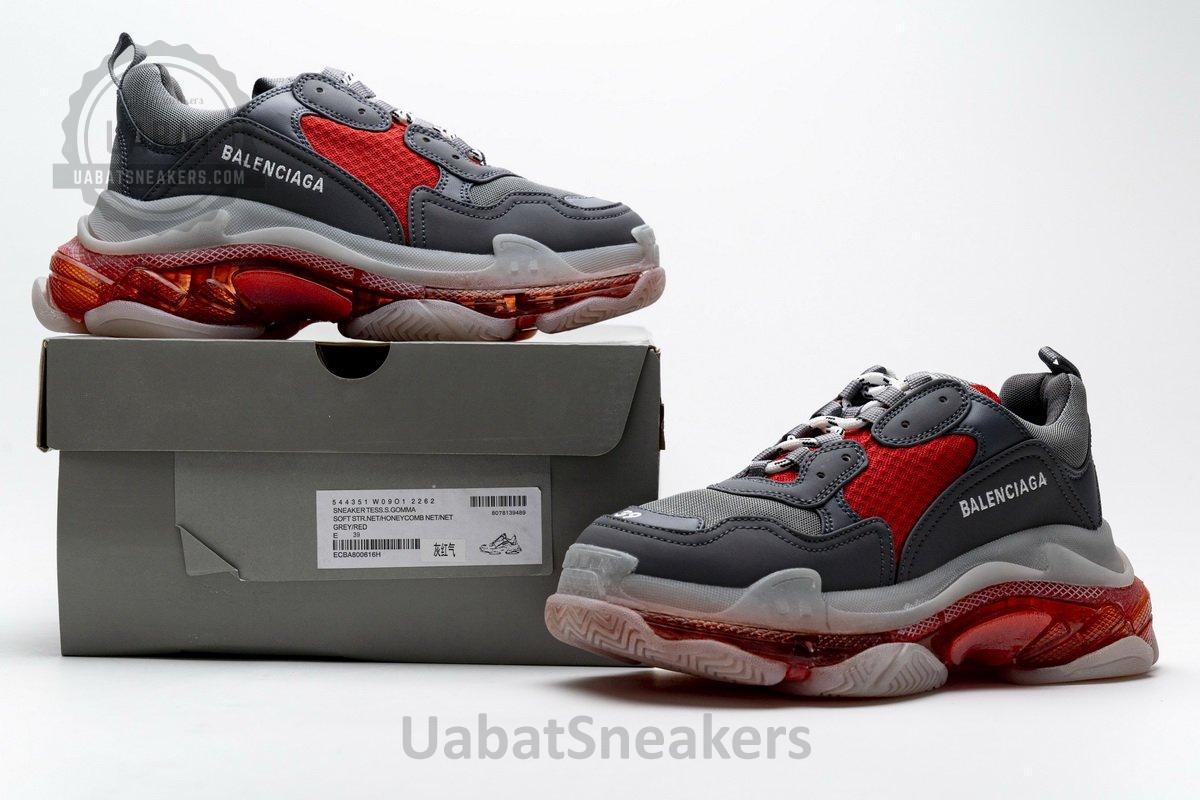 544351 W09O1 2262 Balenciaga Triple S Grey Red - Image 5