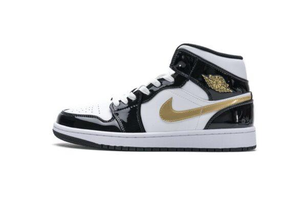 852542-007 Air Jordan 1 Mid Gold Patent Leather