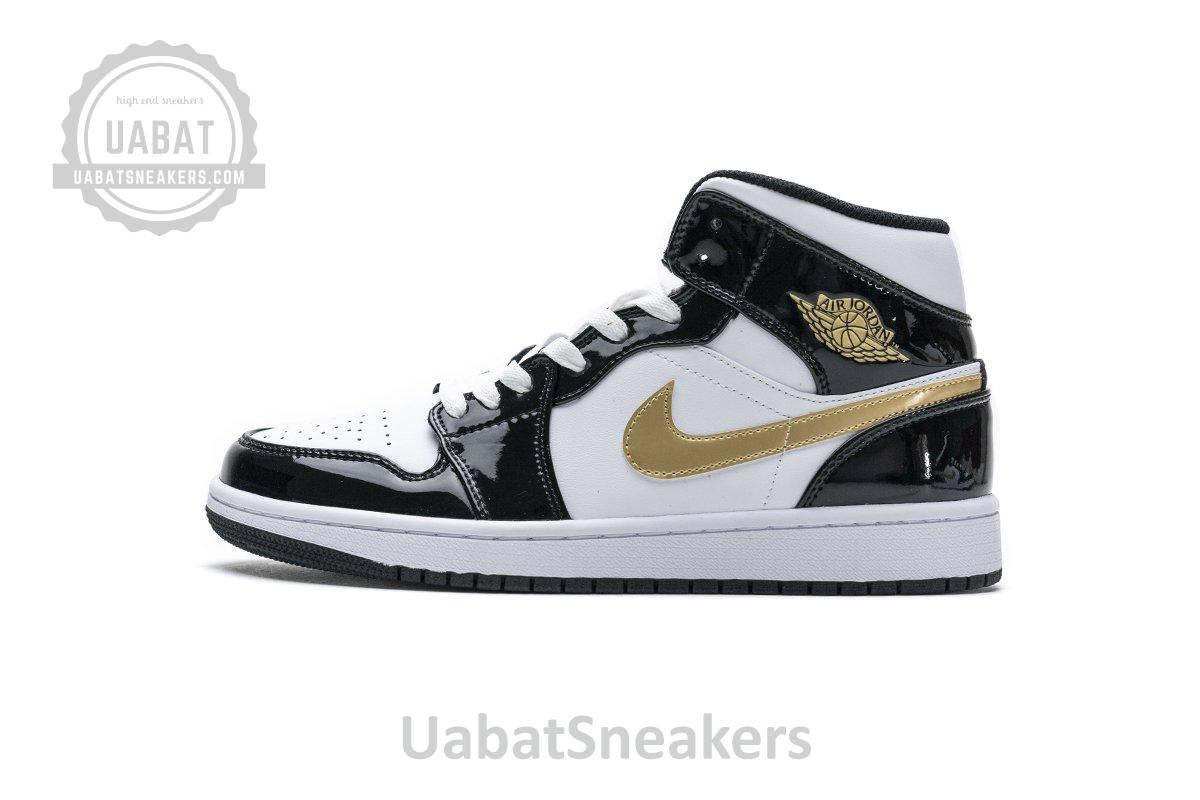 852542-007 Air Jordan 1 Mid Gold Patent Leather