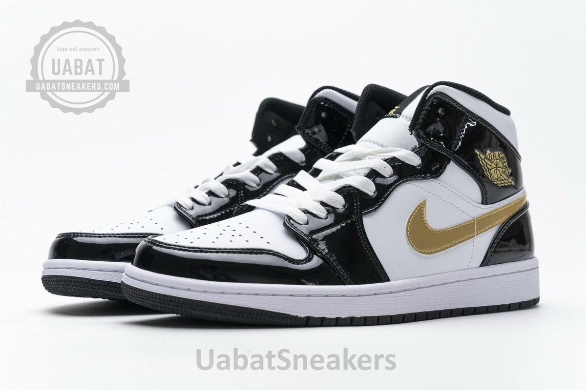 852542-007 Air Jordan 1 Mid Gold Patent Leather - Image 6