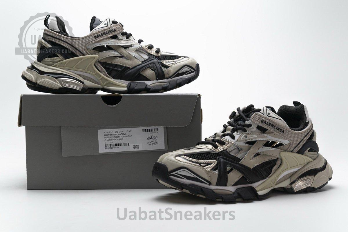 570391 W2GN9 2009 Blenciaga Track 2 Sneaker Champagne Black - Image 2
