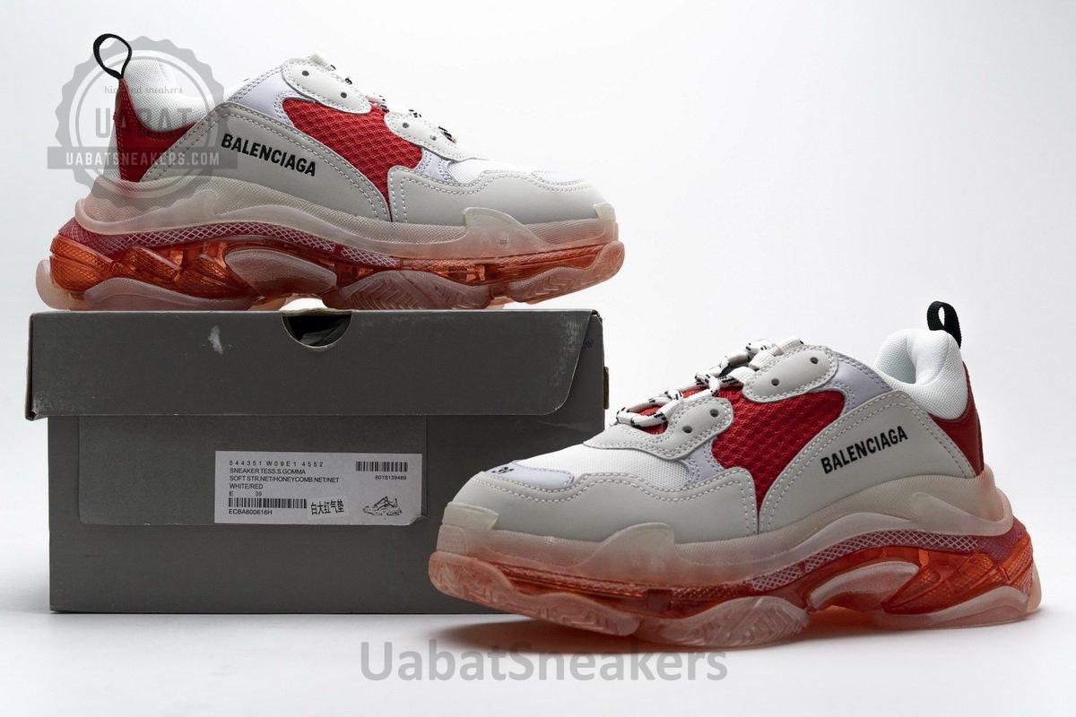 544351 W09E1 4552 Balenciaga Triple S White Red - Image 3