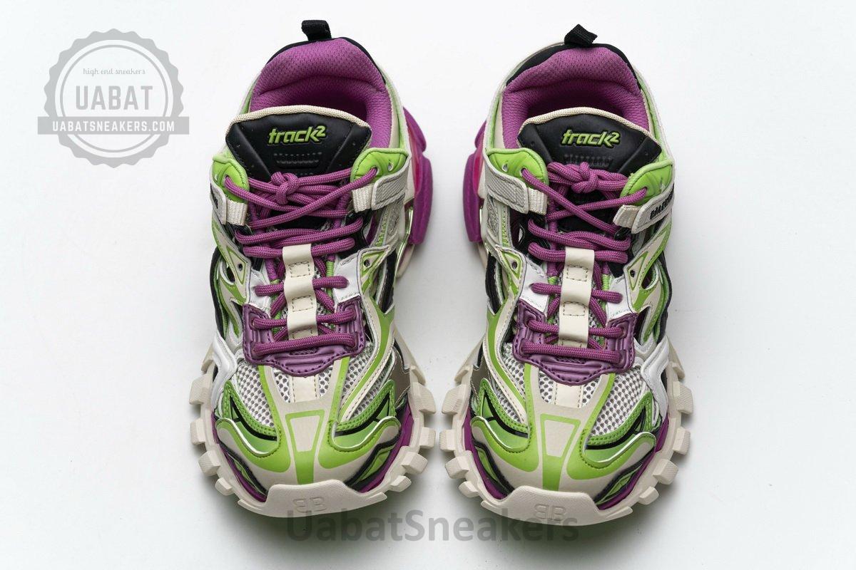 568615 W2GN3 9199 Blenciaga Track 2 Sneaker White Green Pink - Image 4