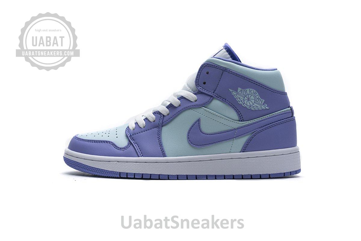 554725-500 Air Jordan 1 Mid Purple Aqua Blue