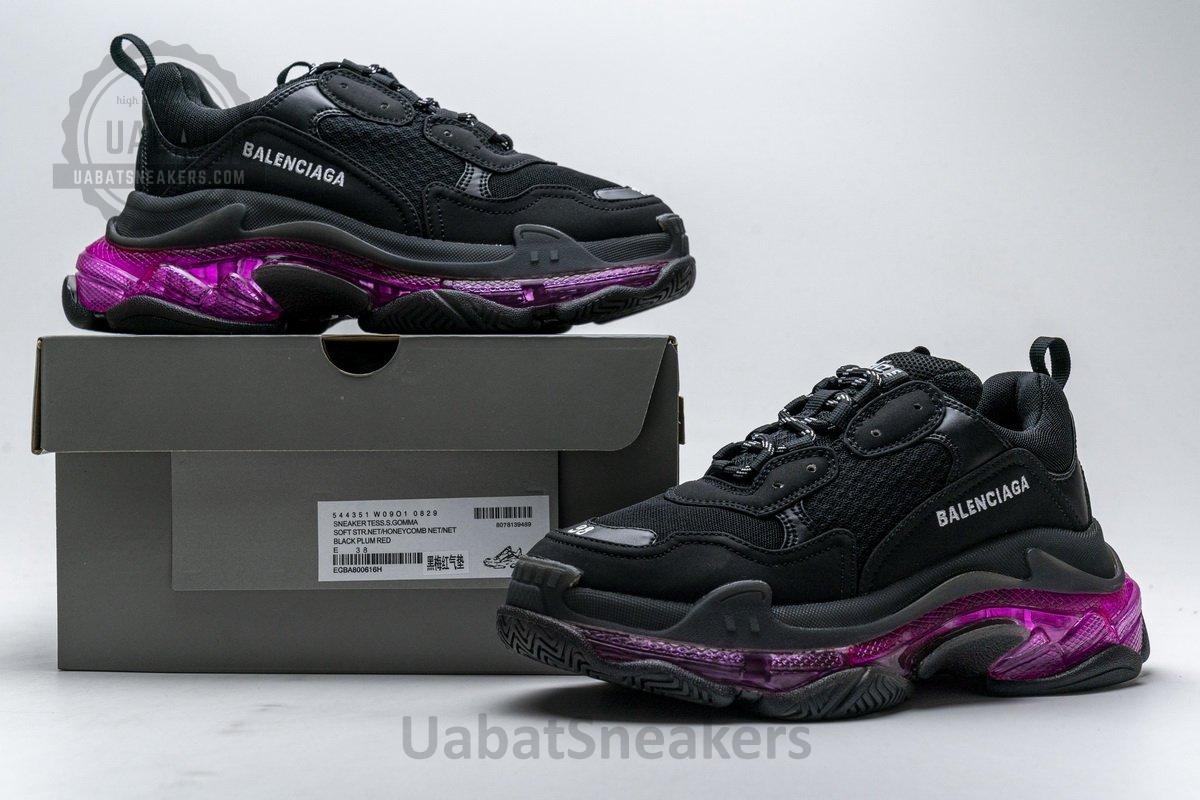 544351 W09O1 0829 Balenciaga Triple S Black Plum Red - Image 2
