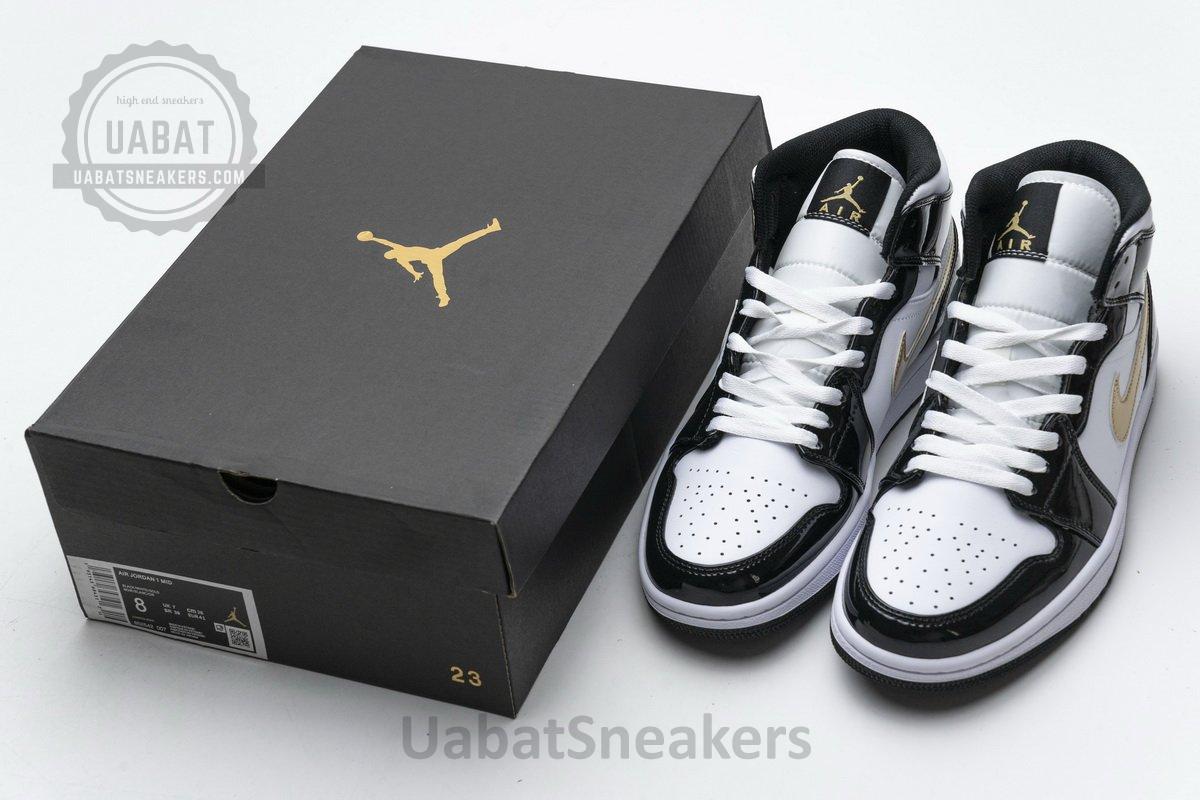 852542-007 Air Jordan 1 Mid Gold Patent Leather - Image 3