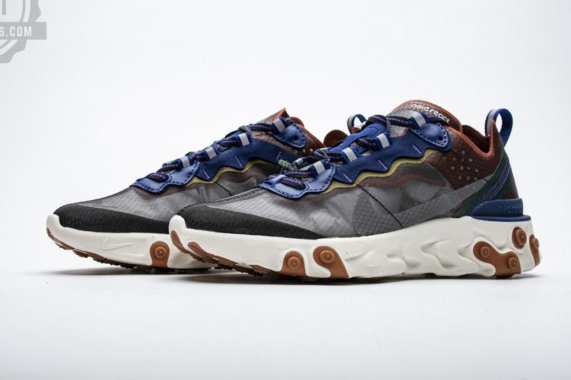 Nike React Element 87 MossBlackDeep Royal Blue AO1090-200 - Image 6
