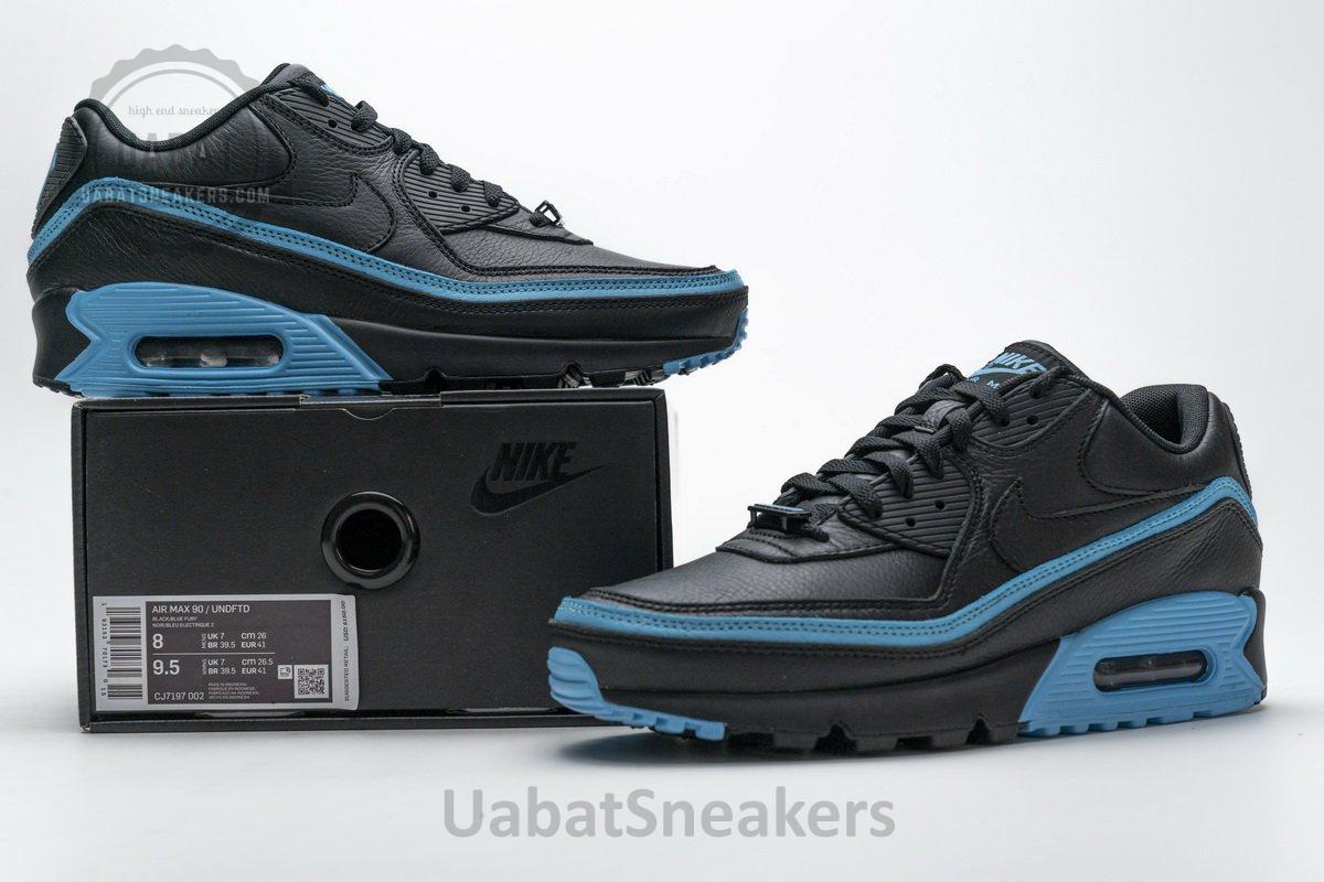 CJ7197-002 Undefeated x Nike Air Max 90 Black Blue Fury - Image 2