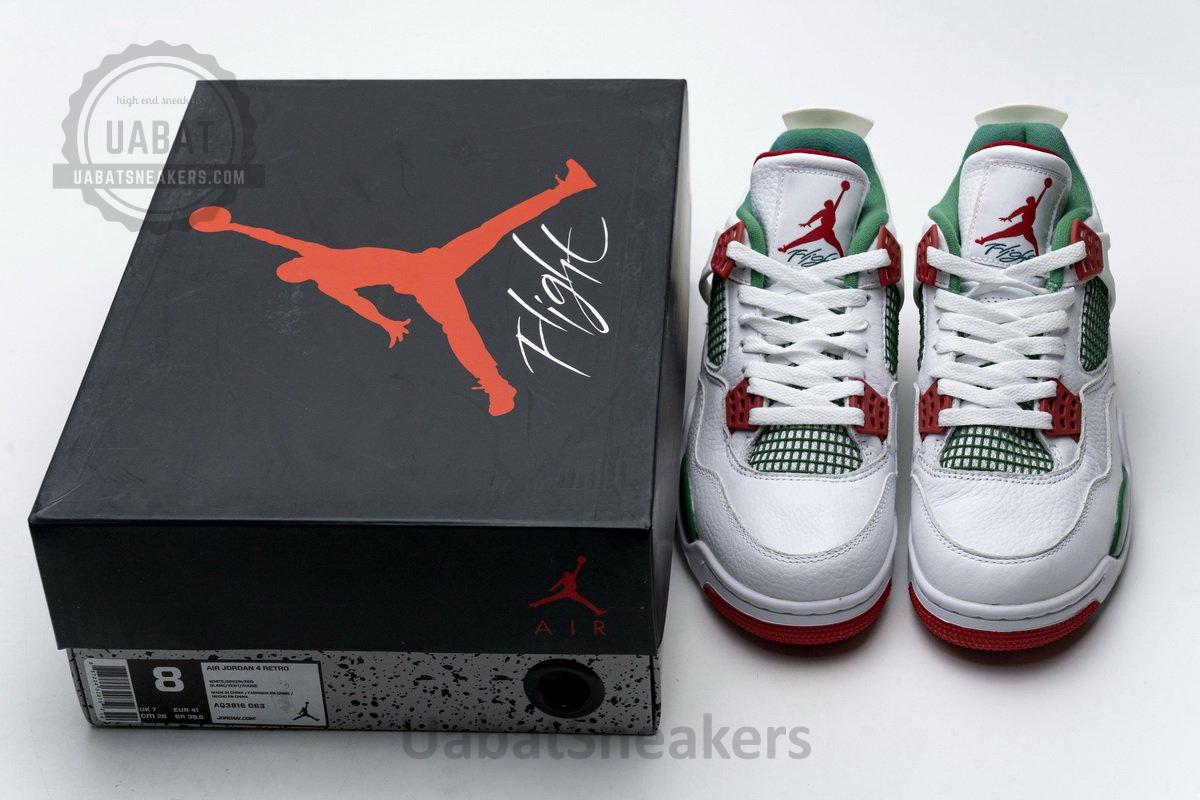 AQ3816-063 Air Jordan 4 Retro White Green Red - Image 3