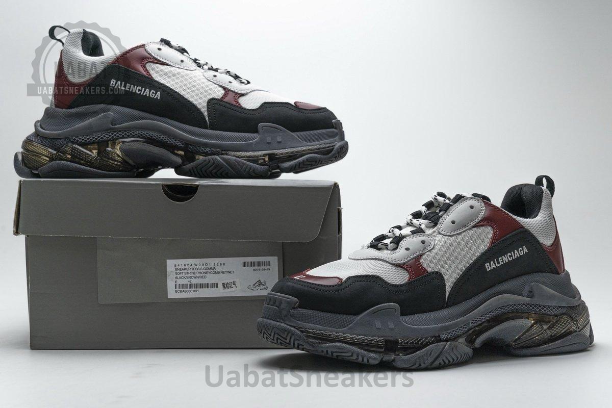 541624 W09O1 2268 Balenciaga Triple S Black Brown Red - Image 2