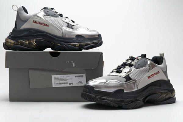 541624 W09E1 7320 Balenciaga Triple S Black Silver2 - Image 2