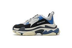 541624 W06E2 7080 Balenciaga Triple S Black Grey Blue