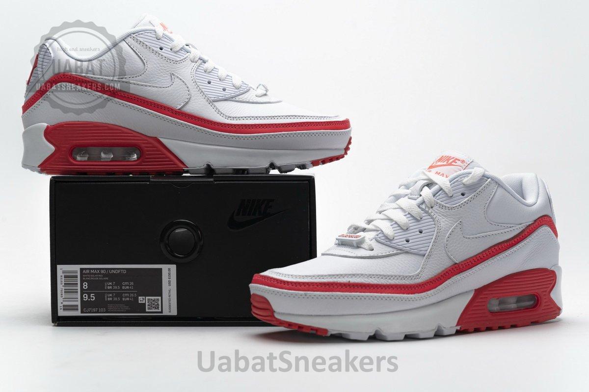 CJ7197-103 Undefeated x Nike Air Max 90 White Red - Image 3