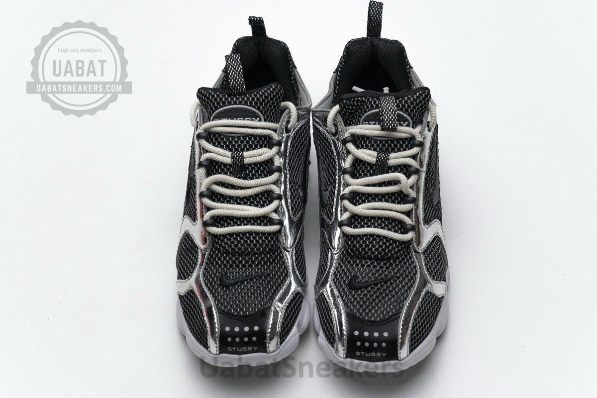 CU1854-001 Stussy x Nike Air Zoom Spiridon Cage 2 Black Silver - Image 7